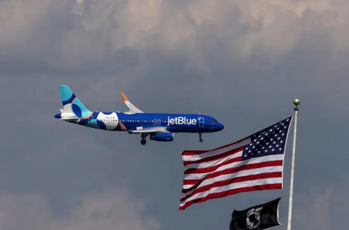 A JetBlue airplane