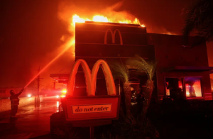 Firefighters are busy extinguishing the fire in Pasadena, California, United States