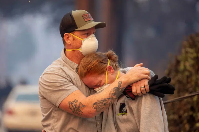 In Los Angeles, a couple stepped out of their car and saw their entire house burned to ashes