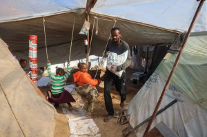 Israeli airstrikes have destroyed homes. A Palestinian family has sought shelter by digging trenches and setting up tents. This happened yesterday in Gaza.